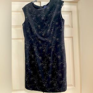 Black Sleeveless Dressy Dress with Silver Floral Outline